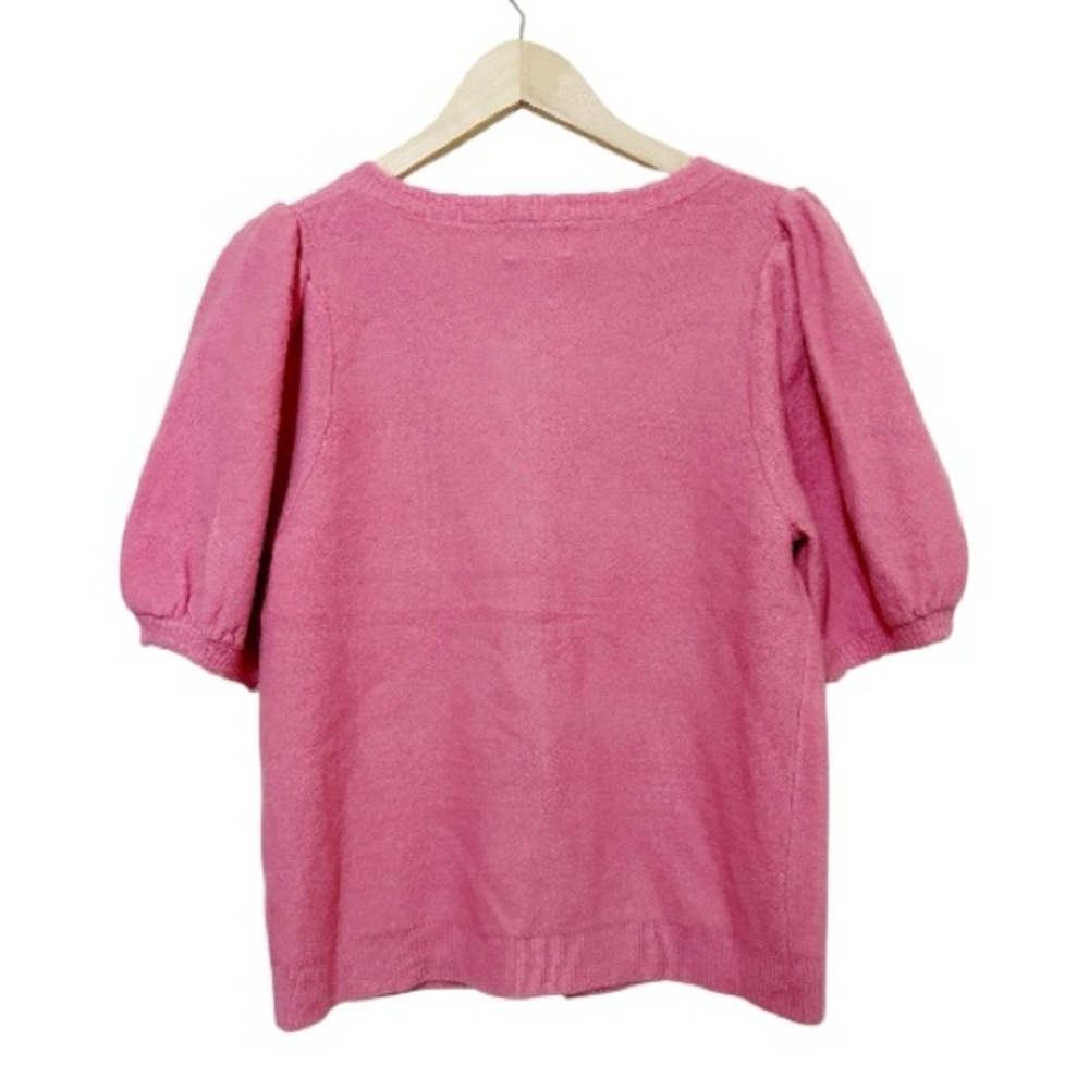 Fate Pink Short Puff Sleeve Button Front
Cardigan Sweater Knit Top Medium - Picture 3 of 5